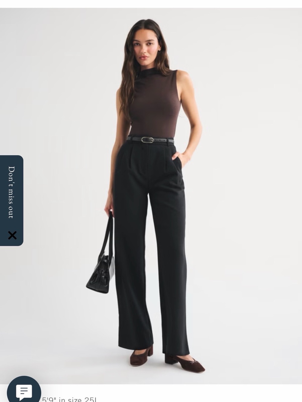 Abercrombie Sloane Tailored Wide Leg Pant - Black